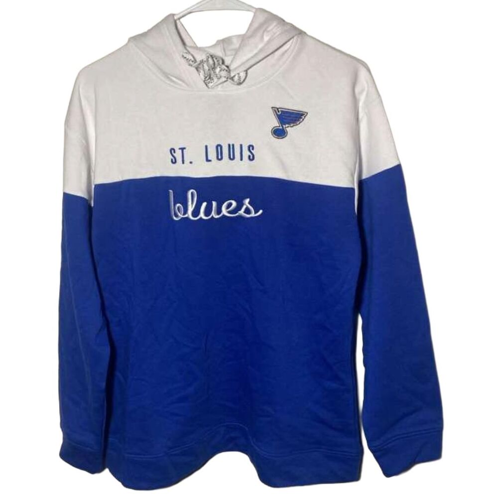 St. Louis Blues Women’s Hoodie Small Blue/White KNIGHTS APPAREL NHL Logo Drawstr